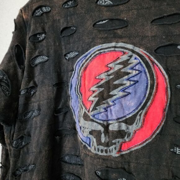 GRATEFUL DEAD VINTAGE Shacket Steal Your Face Skull Patch XL - Picture 7 of 13